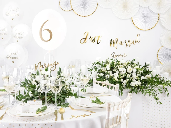 Balony PartyDeco Pastel Pure Just Married 30 cm Białe 50 szt (5902230764118) - obraz 3