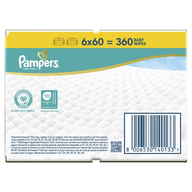Набір вологих серветок Pampers Aqua Soft Touch 6x60 шт (8006530140133) - зображення 2