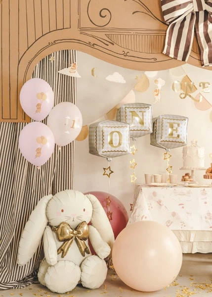 Повітряні кульки PartyDeco Мишки з цифрою 1 30 см Рожеві 50 шт (5904555044296) - зображення 2