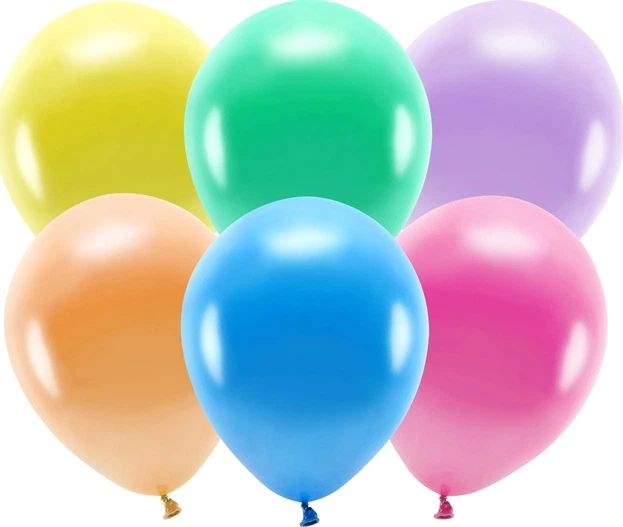 Balony PartyDeco Eco metalizowane 26 cm Wielokolorowe 100 szt (5900779136656) - obraz 2