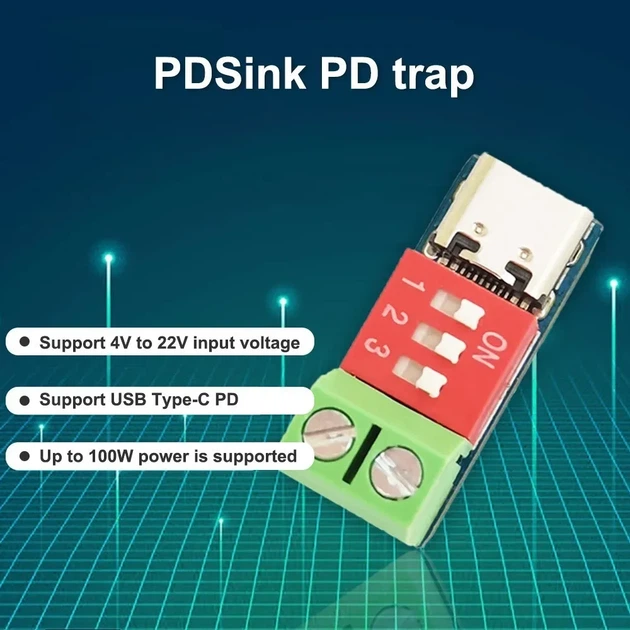 Плата быстрой зарядки USB-C триггер 5/9/12/15/20V Power Delivery/Quick Charge - Фото 7 Плата быстрой зарядки USB-C триггер 5/9/12/15/20V Power Delivery/Quick Charge - изображение 7