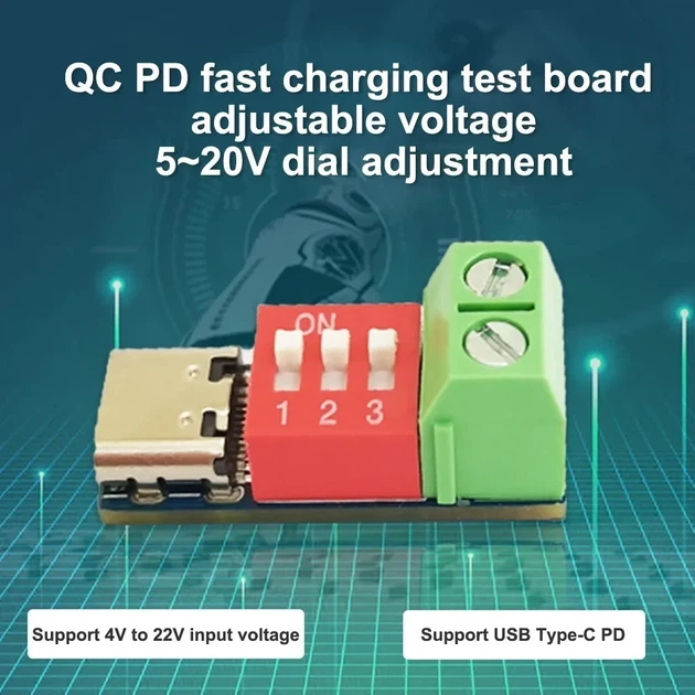 Плата быстрой зарядки USB-C триггер 5/9/12/15/20V Power Delivery/Quick Charge - Фото 8 Плата быстрой зарядки USB-C триггер 5/9/12/15/20V Power Delivery/Quick Charge - изображение 8