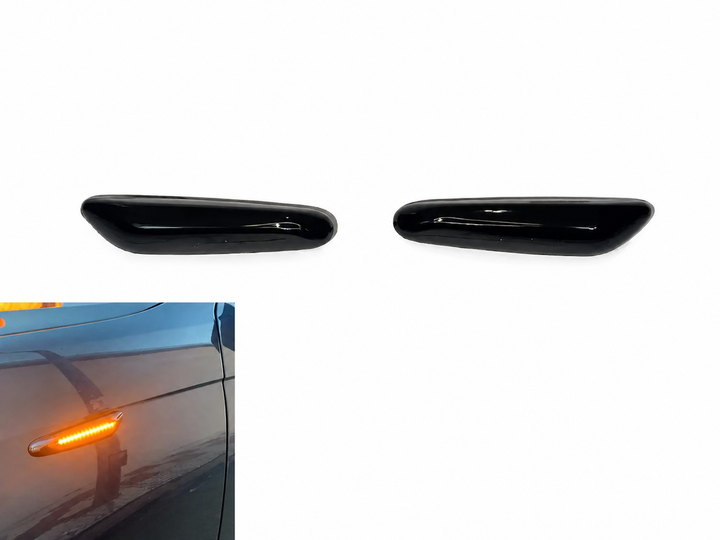 Динамические LED повторители поворотов BMW E46 E60 E61 E90 E91 E87 E81 E83 E84 E88 E92 E93 E82, тонированные - изображение 2
