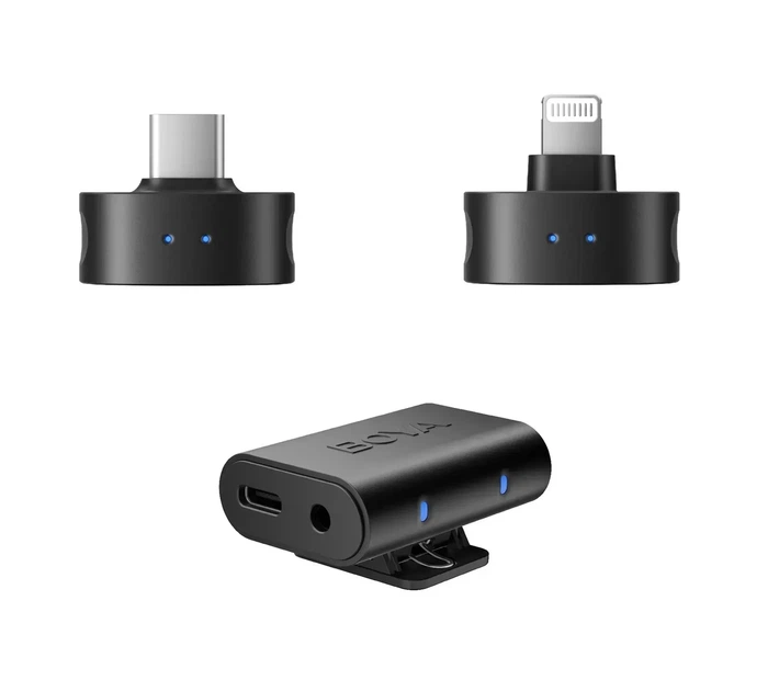 Бездротовий петличний мікрофон BOYA MAGIC-02 Lightning /USB Type-C/ 3.5 mm з кейсом, AI шумозаглушенням для блогів та відеозйомки - зображення 5