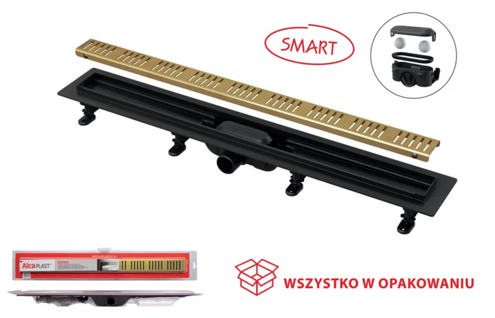 Лінійний трап з сухим затвором Alcaplast 750M Gold - зображення 2