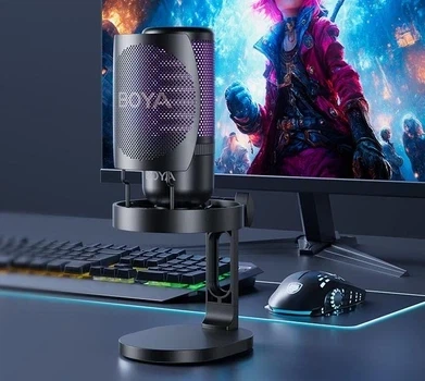 Настольный USB-микрофон BOYA K3 с RGB подсветкой для стримов и блогов - изображение 7