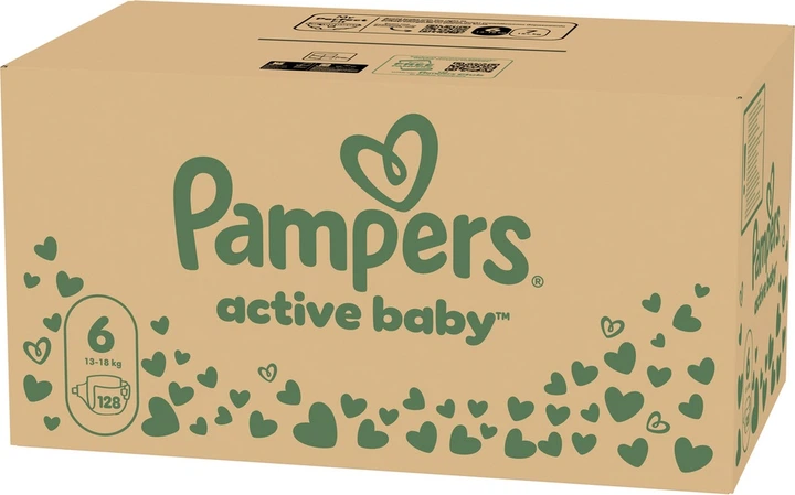 Pieluchy Pampers Active Baby Rozmiar 6 (Extra Large) 13-18 kg 128 szt (8006540032688) - obraz 2