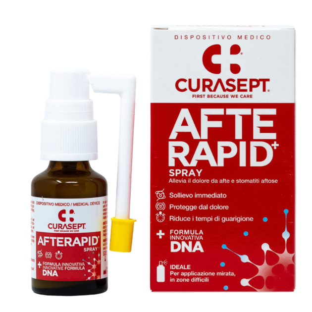 Спрей CURASEPT AFTE RAPID DNA з ДНК та гіалуроновою кислотою, при стоматиті,15 мл - Фото 1 Спрей CURASEPT AFTE RAPID DNA з ДНК та гіалуроновою кислотою, при стоматиті,15 мл - изображение 1