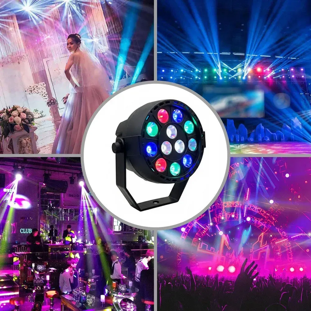Прожектор RGB світлодіодний LED, 12LEDх1W, від мережі / Сценічний світильник заливного світла (L) - изображение 2