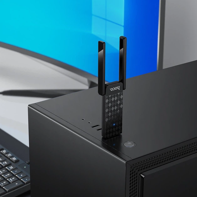 WiFi адаптер Hoco HI34 Dual-Band WiFi 6, 2.4Ghz, 5Ghz, 600 Мбіт/с, USB Black (6942007659680) - изображение 8