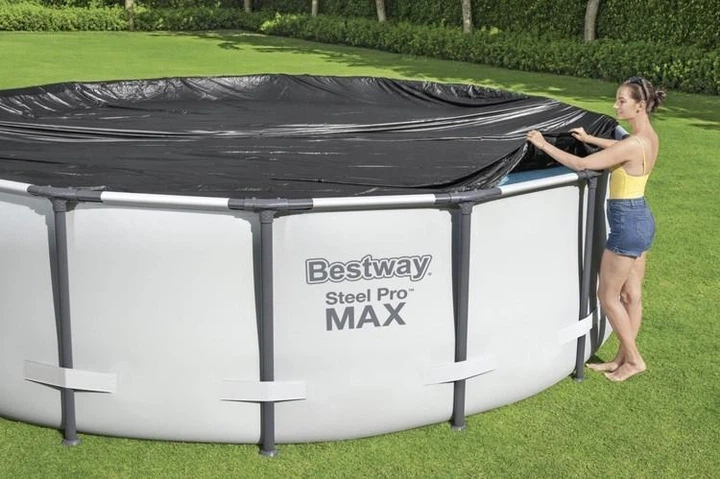 Накриття для каркасного басейну Bestway 58036 Ø305 см, захисний тент чорний з фіксацією - зображення 4