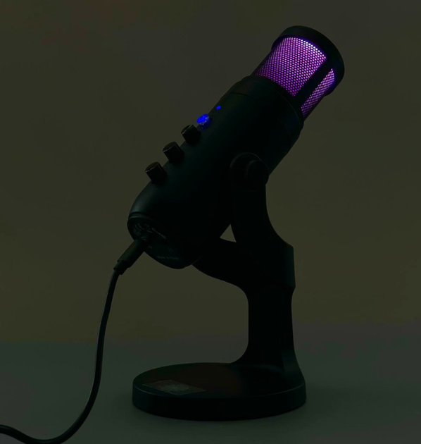 Студійний USB мікрофон MU900 RGB для стрімінгу, запису голосу та подкастів настільний з RGB підсвіткою - Фото 5 Студійний USB мікрофон MU900 RGB для стрімінгу, запису голосу та подкастів настільний з RGB підсвіткою - зображення 5