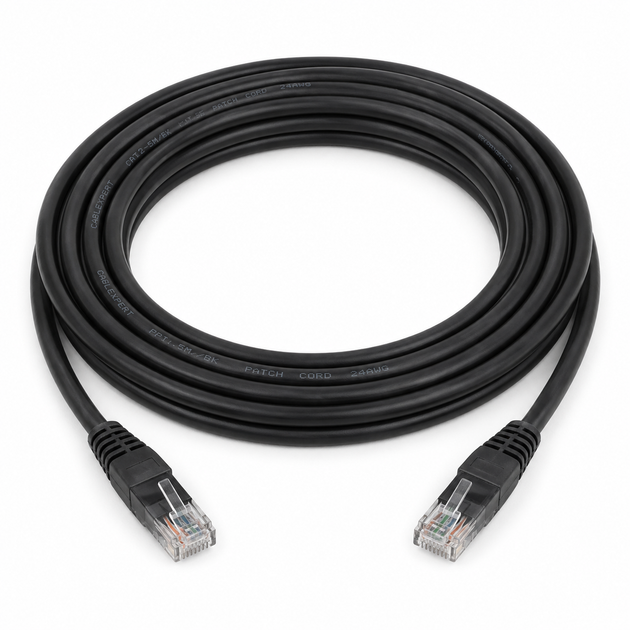 Патч-корд Cablexpert PP12-5M/BK UTP CAT5e для мережевого обладнання мідний 5м Чорний - зображення 2