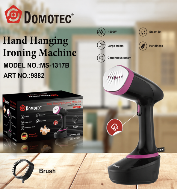 Ручний відпарювач Domotec MS-1317 1500 Вт вертикальний відпарювач для одягу з резервуаром 400 мл портативний парогенератор для тканин дорожній відпарювач для дому та подорожей - изображение 4
