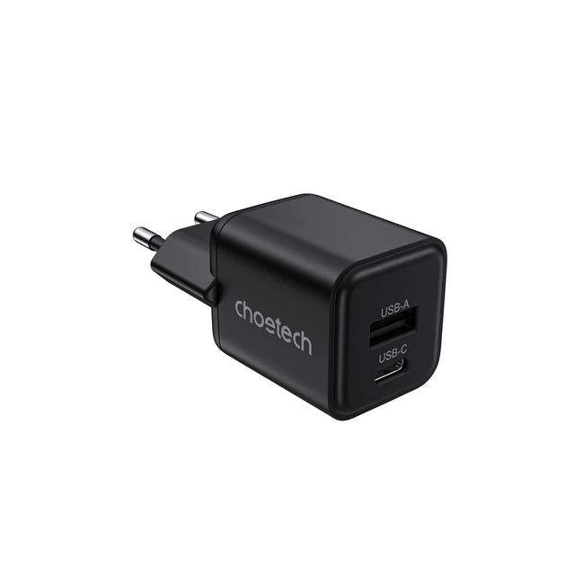 Мережевий зарядний пристрій Choetech (USB-C+USB-A) Black (PD5012-EU-BK) - Фото 1 Мережевий зарядний пристрій Choetech (USB-C+USB-A) Black (PD5012-EU-BK) - зображення 1
