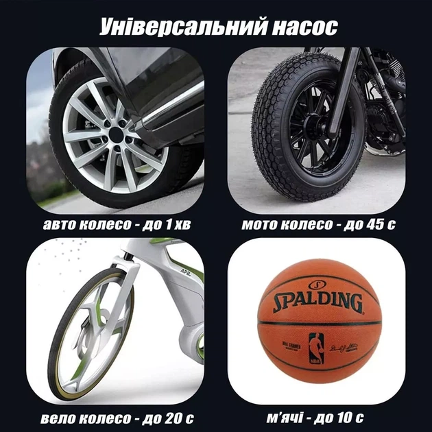 Автомобільний акумуляторний компресор для шин із цифровим дисплеєм, портативний повітряний насос - зображення 11