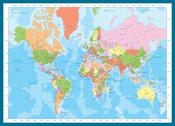 Puzzle EuroGraphics Mapa świata 1000 elementów (628136612715) - obraz 2