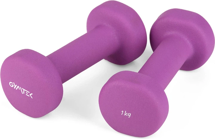 Гантели для фитнеса неопреновые Gymtek Queenfit 2х1кг фиолетовый - изображение 3