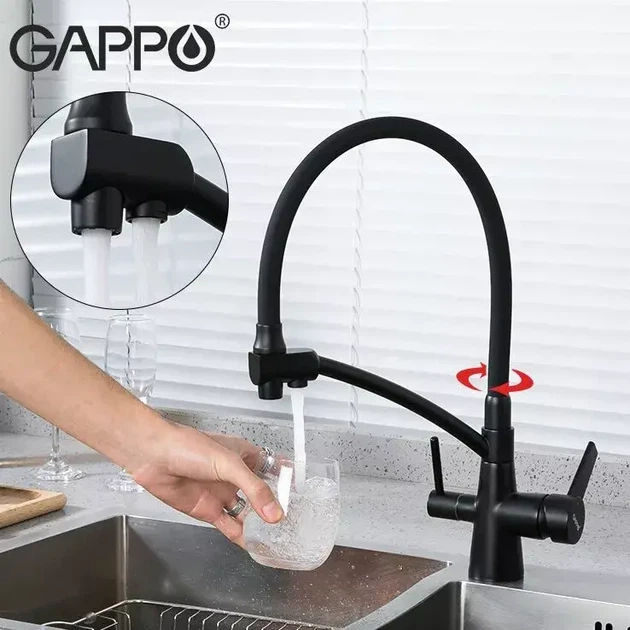 Змішувач для кухні Gappo G4398 з підключенням фільтру, сірий/сатин - зображення 2