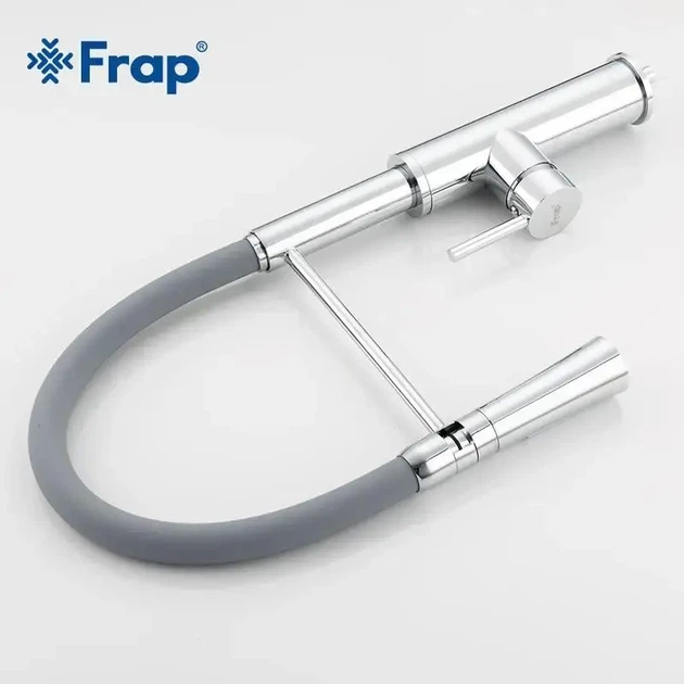 Змішувач для кухні Frap F4452-6 з гнучким виливом, сірий/хром - зображення 5