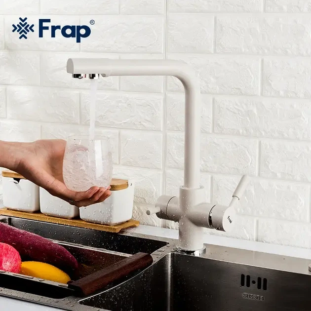 Смеситель для кухни Frap F4352-24 с подключением фильтра, белый - Фото 6 Смеситель для кухни Frap F4352-24 с подключением фильтра, белый - изображение 6