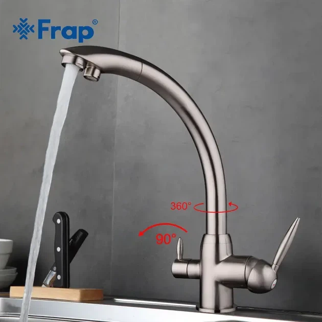 Смеситель для кухни Frap F4399-5 с подключением фильтра, сатин - изображение 2