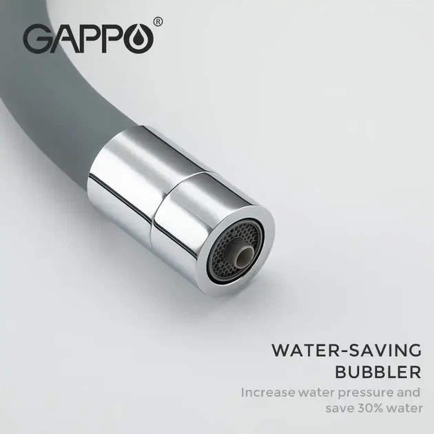 Смеситель для кухни Gappo G4398-30 двухрычажный, серый/хром - изображение 6
