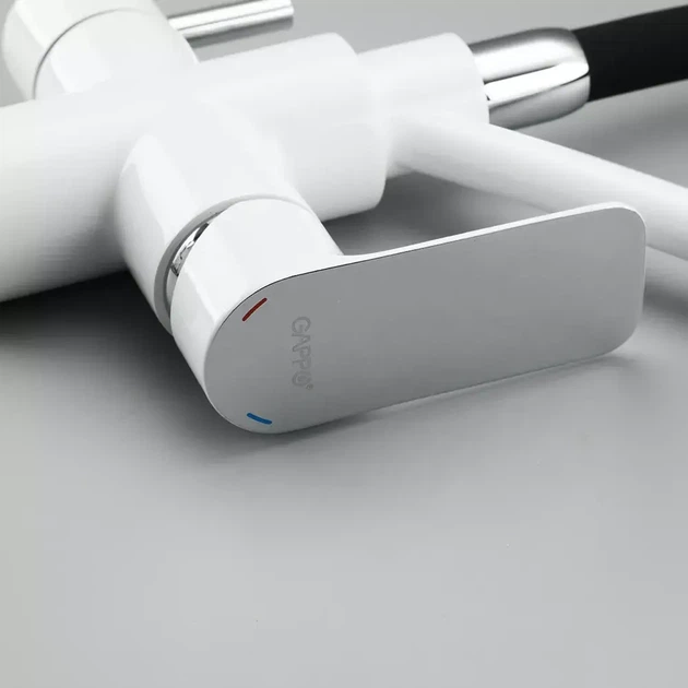 Смеситель для кухни Gappo G4348 с подключением фильтра, белый/хром - изображение 5