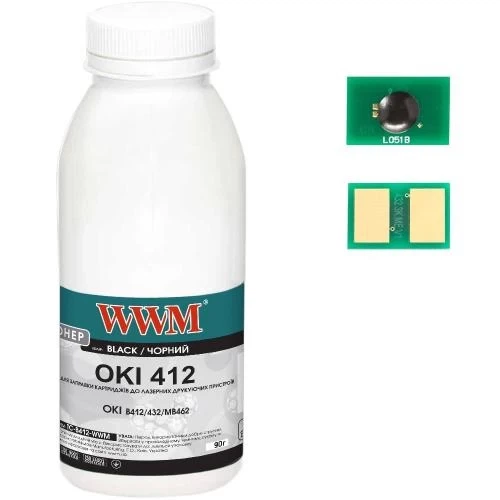 Тонер + чип OKI B412/B432/B430/B431, Black, 90 г, WWM (TC-B412-90-WWM) - Фото 1 Тонер + чип OKI B412/B432/B430/B431, Black, 90 г, WWM (TC-B412-90-WWM) - изображение 1