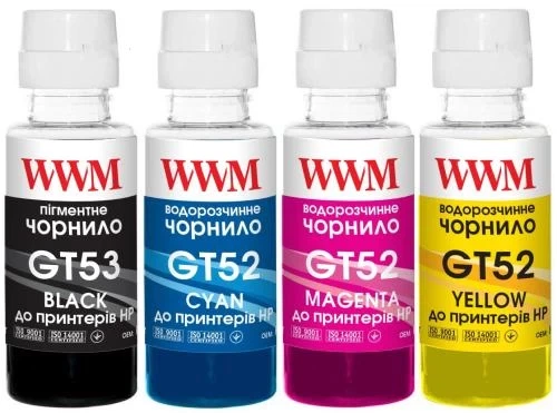 Комплект чорнил WWM HP GT52/GT53, 4x100 мл (GT53SET) - Фото 1 Комплект чорнил WWM HP GT52/GT53, 4x100 мл (GT53SET) - зображення 1
