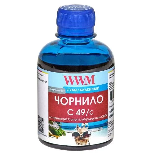 Чернила WWM Canon G1400/G2400/G3400, Cyan, 200 мл, водорастворимые (C49/C) - Фото 1 Чернила WWM Canon G1400/G2400/G3400, Cyan, 200 мл, водорастворимые (C49/C) - изображение 1
