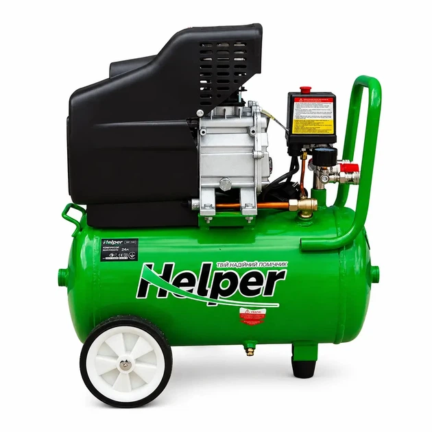 Масляный воздушный компрессор Helper HP-1101 24 л 8 бар 220 л/мин поршневой для гаража СТО мастерской электрический для покраски подкачки шин пневмоинструмента, универсальный, компактный производительный - изображение 2