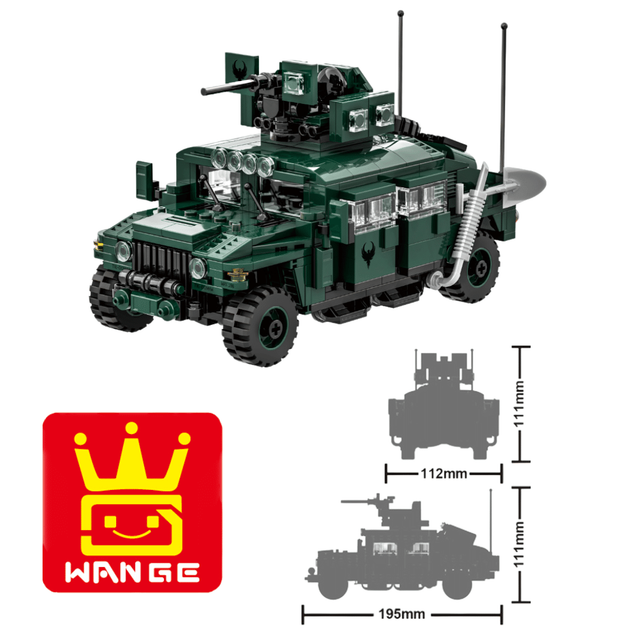 Конструктор Wange військовий автомобіль Hummer Humvee з кулеметом військова техніка, 518 деталей - зображення 4