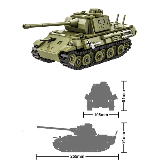 Конструктор Wange танк Panther Pz.Kpfw V танк Пантера військова техніка ,638 деталей - зображення 4