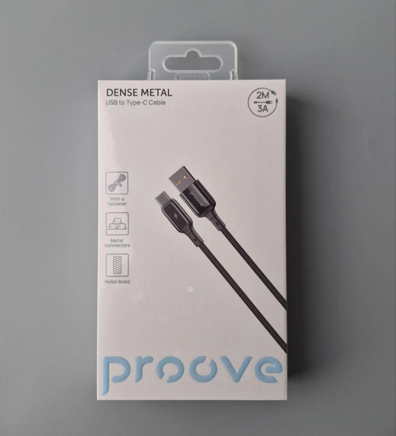 Кабель Proove Dense Metal USB to Type-C (CCDM20001221), 3A, 2 м, 480 Мбіт/c, нейлон, посилені конектори, чорний - зображення 9