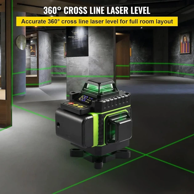 Лазерный уровень VEVOR 4*4D360 Green Б/В - изображение 4