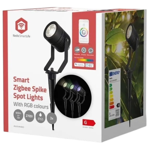 Zestaw lamp zewnętrznych Nedis ZBLOS10RGBW3 Smart life RGB Zigbee 3.0 3 W 3 szt (5412810444458) - obraz 5