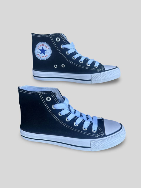 Кеды для мальчиков высокие с вышивкой Converse черные 39 - изображение 3