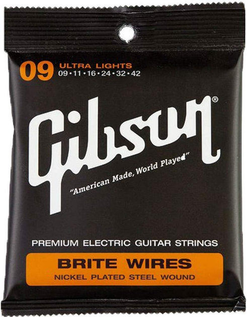 Струны для электрогитары Gibson SEG-700UL Brite Wires Ultra Light (9-42) - Фото 1 Струны для электрогитары Gibson SEG-700UL Brite Wires Ultra Light (9-42) - изображение 1