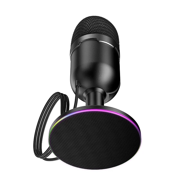 Настольный конденсаторный микрофон Hoco L25 Bright USB с RGB подсветкой Черный - Фото 3 Настольный конденсаторный микрофон Hoco L25 Bright USB с RGB подсветкой Черный - изображение 3