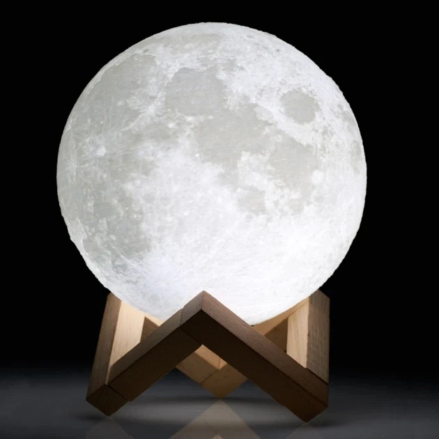 Ночник Луна 13 см 3D Magic Moon Light Touch Control Белый настольний сенсорный светильник - изображение 8