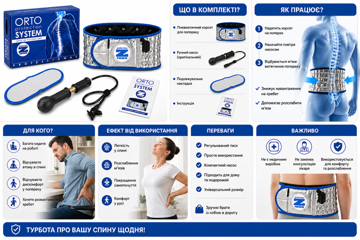 Корсет для спины Orto Protection System | Пневматический, анатомический, для ежедневного ношения - изображение 2