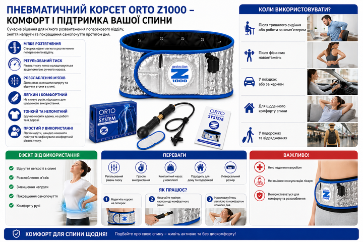 Корсет для спины Orto Protection System | Пневматический, анатомический, для ежедневного ношения - изображение 4