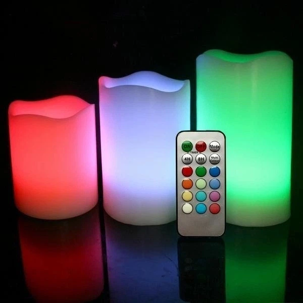 Світлодіодний Нічник Набір свічок LED світильник 3 свічки 12 кольорів Luma Candles Color Changing з пультом - зображення 3