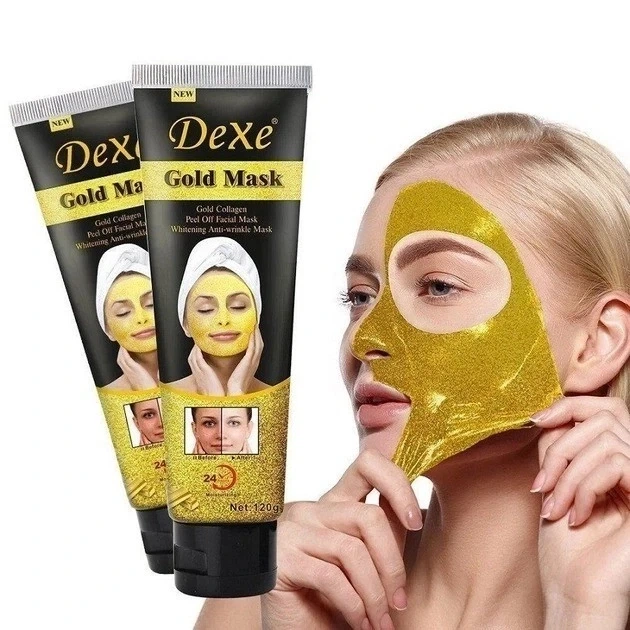 Маска для лица с биозолотом и коллагеном Dexe Gold Mask Биоколлагеновая - изображение 5