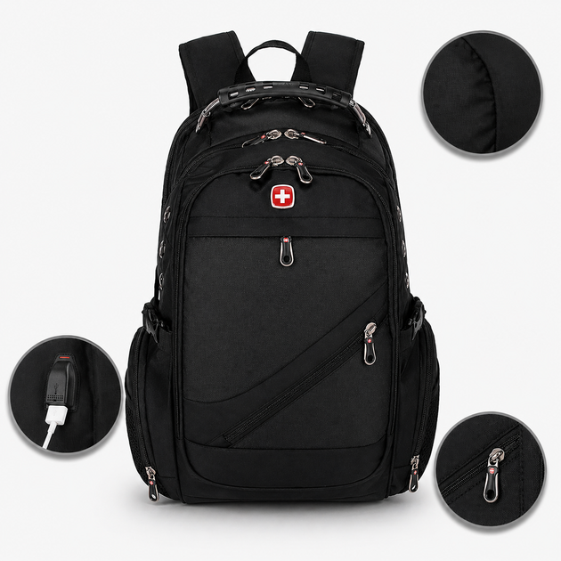 Рюкзак, швейцарский рюкзак, SwissGear 8810, туристический рюкзак, рюкзак для ноутбука Черный - Фото 1 Рюкзак, швейцарский рюкзак, SwissGear 8810, туристический рюкзак, рюкзак для ноутбука Черный - изображение 1