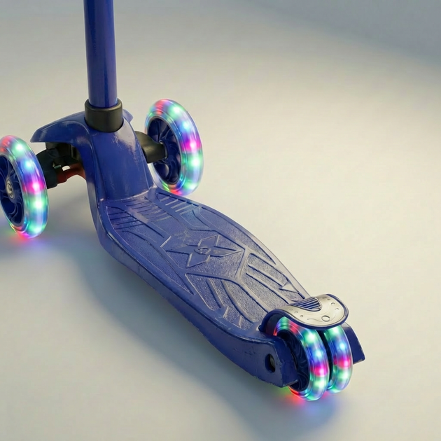 Самокат детский трехколесный синий со светящимися колесами BavarSport Matrix 2044 от 3 лет - Фото 6 Самокат детский трехколесный синий со светящимися колесами BavarSport Matrix 2044 от 3 лет - изображение 6