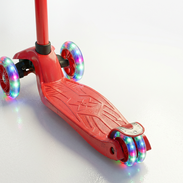Самокат детский трехколесный красный со светящимися колесами BavarSport Matrix 2044 от 3 лет - изображение 6