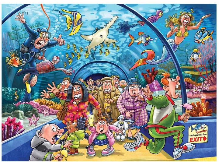Puzzle Jumbo Wasgij? Original 43 Aquarium Antics! 1000 elementów 1110100585 (8721017604068) - obraz 2