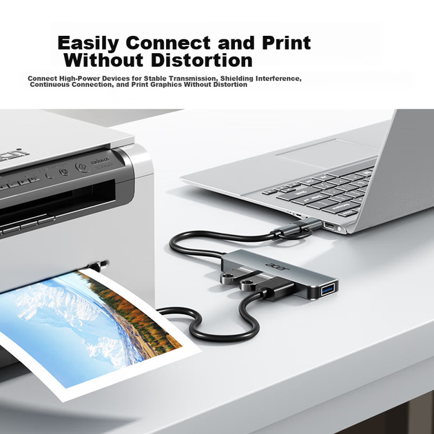 Acer Type-C/USB 3.0 концентратор, высокоскоростная док-станция расширения с четырьмя портами, удлинитель для телефона на ноутбуке и настольном компьютере, адаптер-конвертер из алюминиевого сплава - Фото 3 Acer Type-C/USB 3.0 концентратор, высокоскоростная док-станция расширения с четырьмя портами, удлинитель для телефона на ноутбуке и настольном компьютере, адаптер-конвертер из алюминиевого сплава - изображение 3